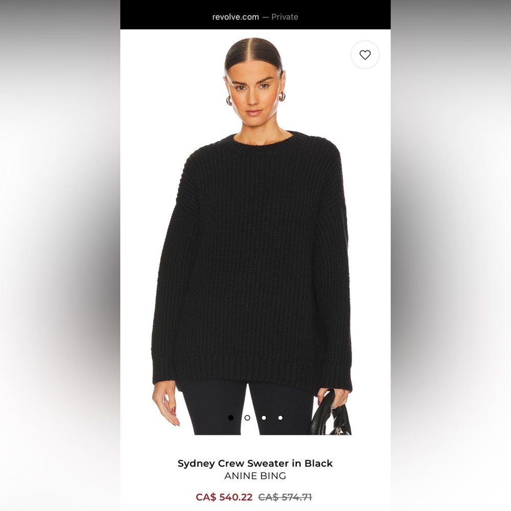 Anine Bing Black Sydney Crew Neck Sweater